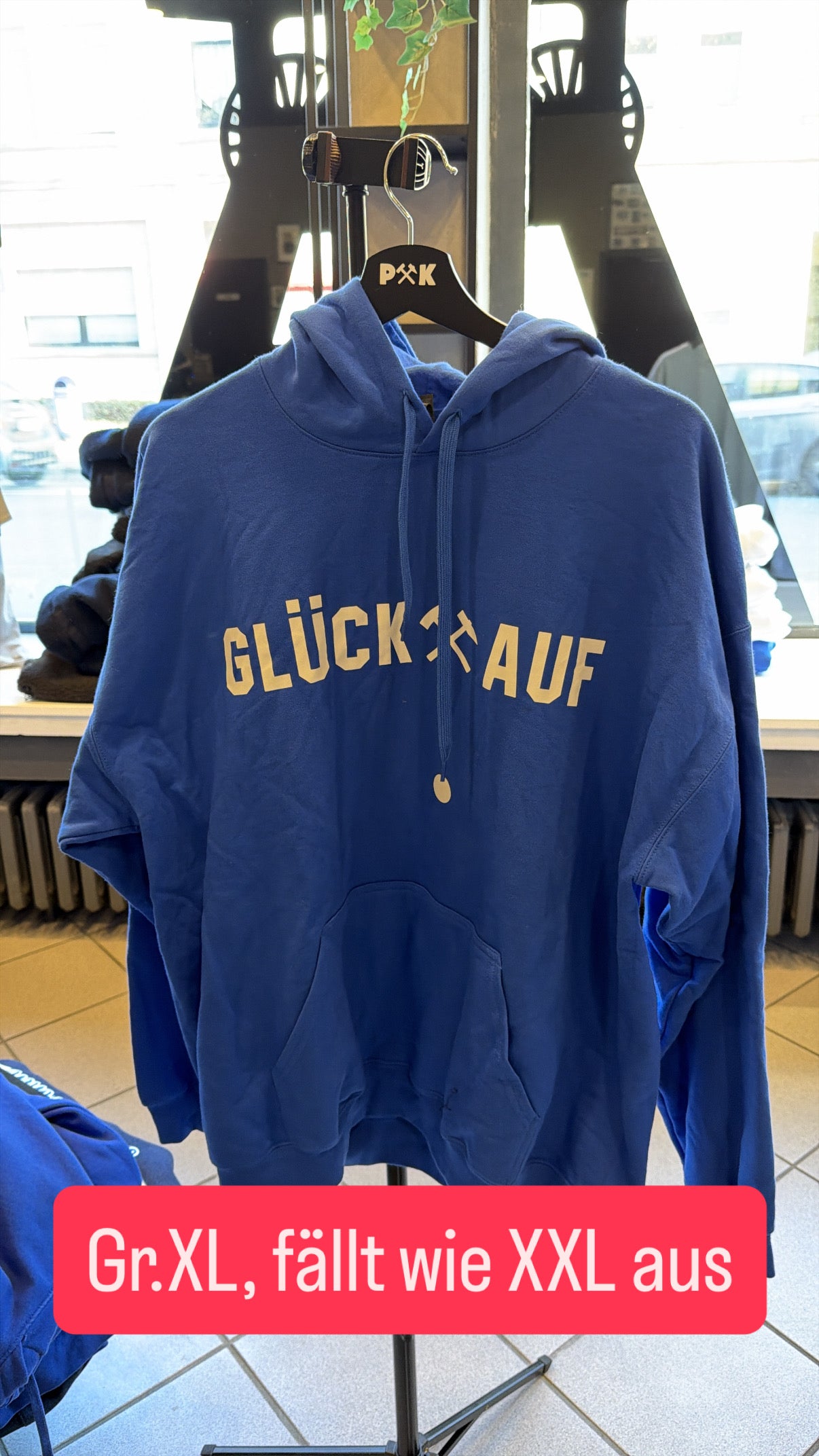 Blau und weiß ein Leben Lang Hoodie Sonderpreis Gr.XL - Pott Kleber 