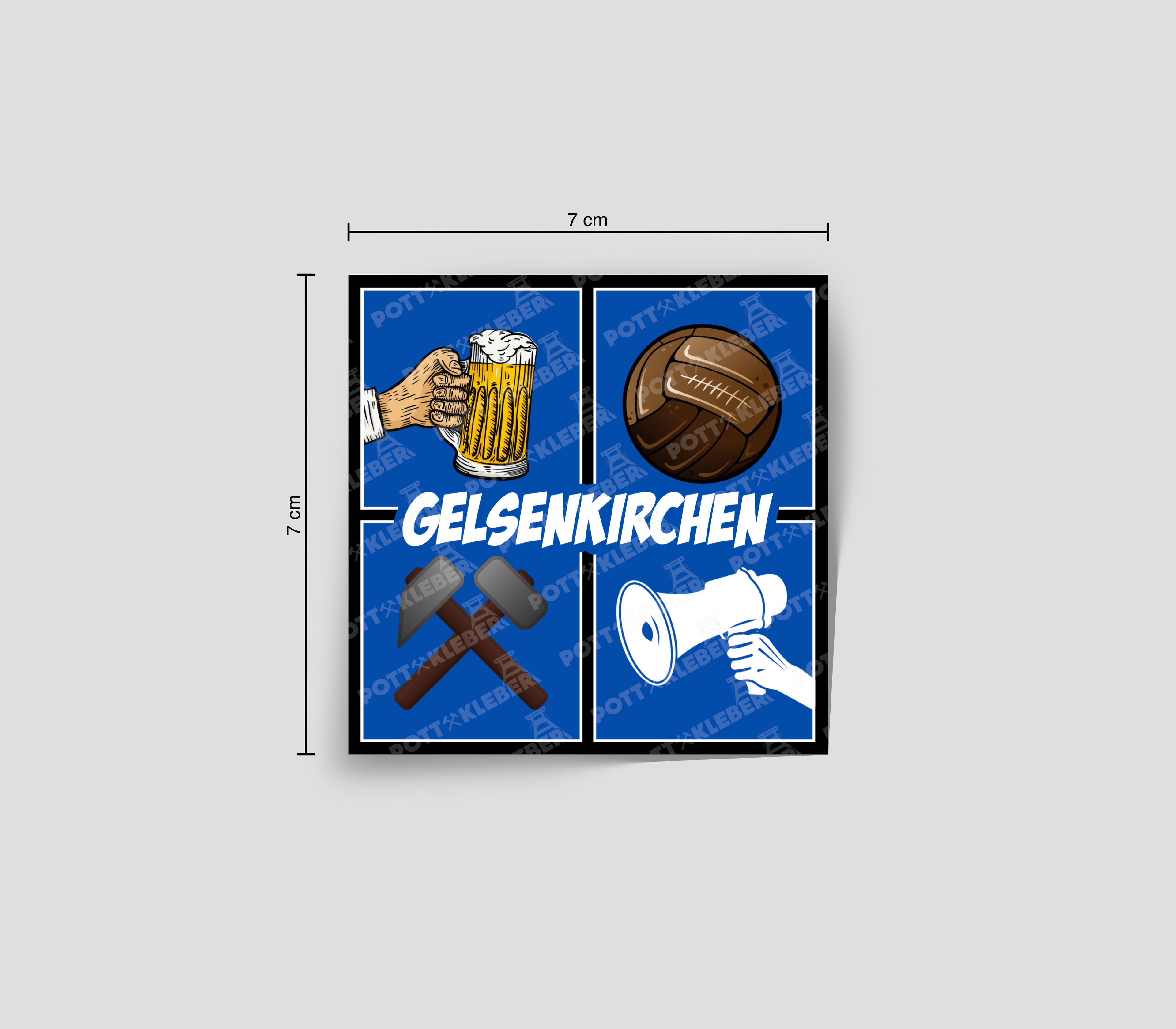 Gelsenkirchen 4 Bilder Symbolik: Bier,Ball,Megafon, Schlägel & Eisen  | Nr.29